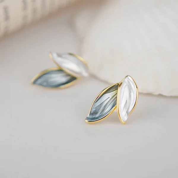 Sweet Leaf Stud Earrings - Image 2