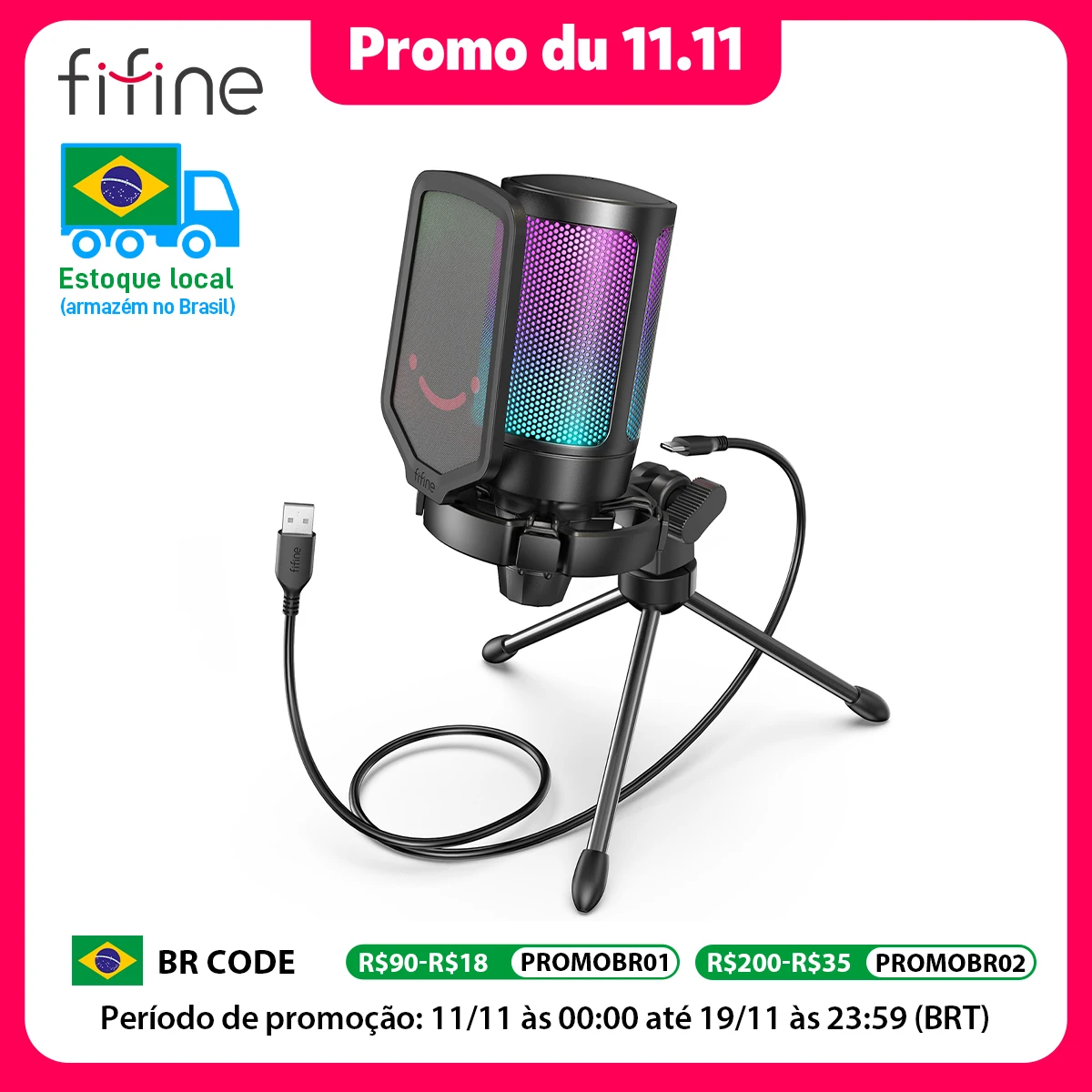 FIFINE A6V Microfone Condensador USB Gaming - Imagem 2